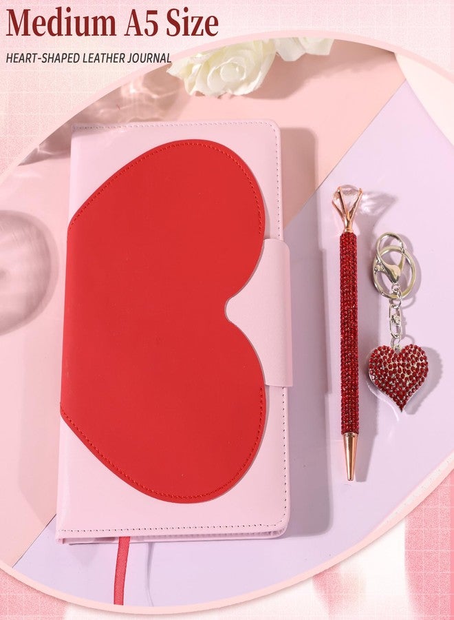 YOYTOO Heart-Shaped Diary for Girls, Hardcover Leather Journal Set with Ballpoint Pen, Keychain, Birthday Gifts for Little Girls Age 5 6 7 8 9 10-12 Years Old - Image 2